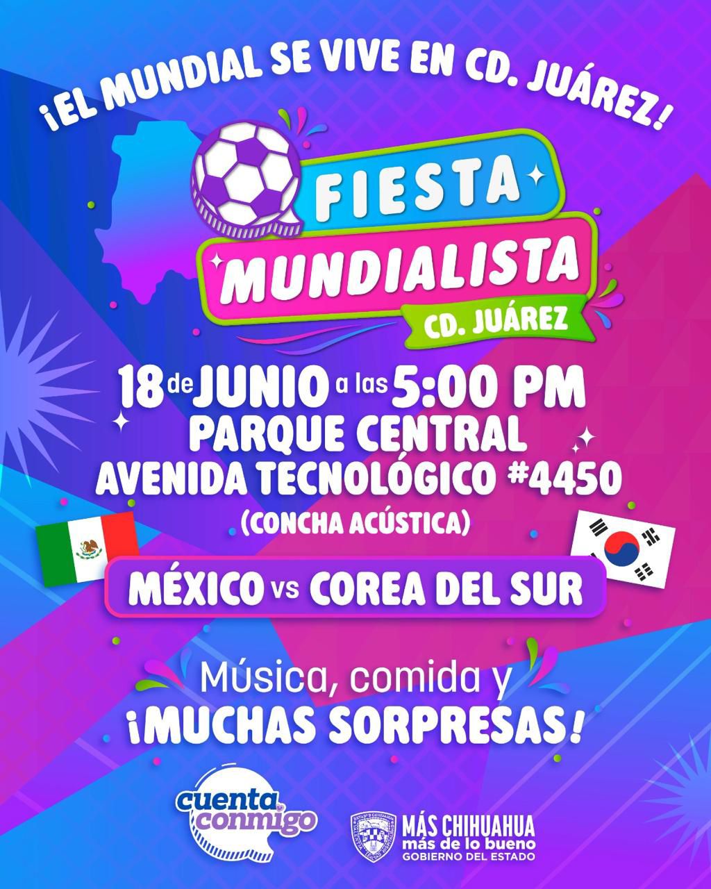 Invitación Al Público En General Para Asistir En El Siguiente Juego De México vs Korea Este Jueves 18 De Junio En Parque Central Oriente En La Parte De La Concha Acústica Por Parte Del Coordinador rafael Butchart Junto Con La Subsecretaria desarrollo humano y buen comun Austria galindo Y El asistente De Comu