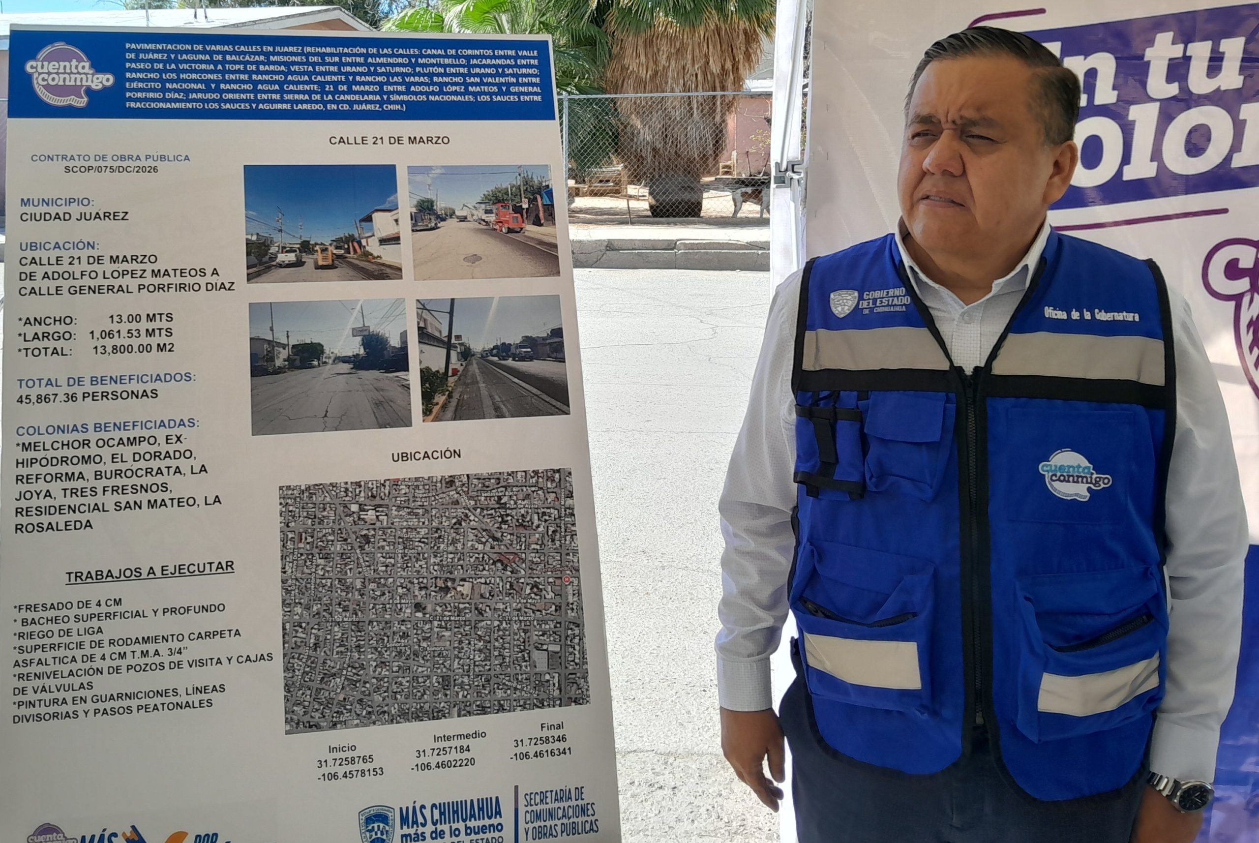 *En Entrevista Con El Representante de Gobierno del estado Carlos ortiz nos comenta sobre El Baderaso de Pavimentación en la Calle 21 de Marzo.